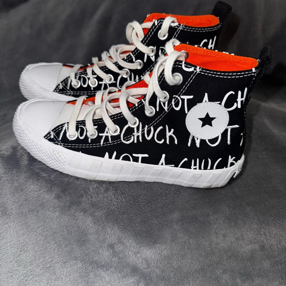 Converse  High-Top Sneakers - Black, White, and Orange inside